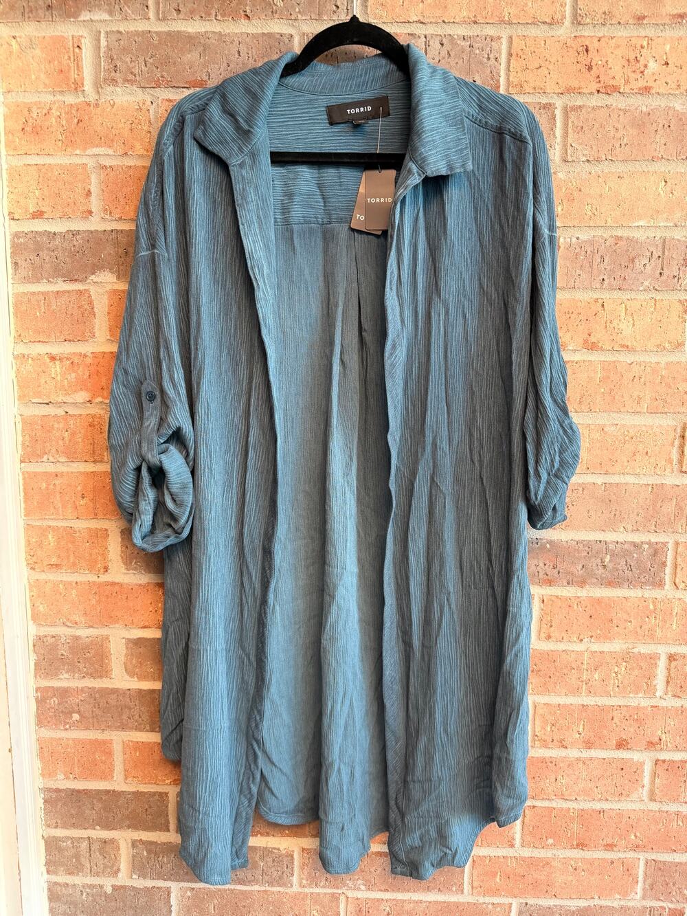 Torrid Gauze open Front Shirt Legion Blue Kimono Size 1X NWT